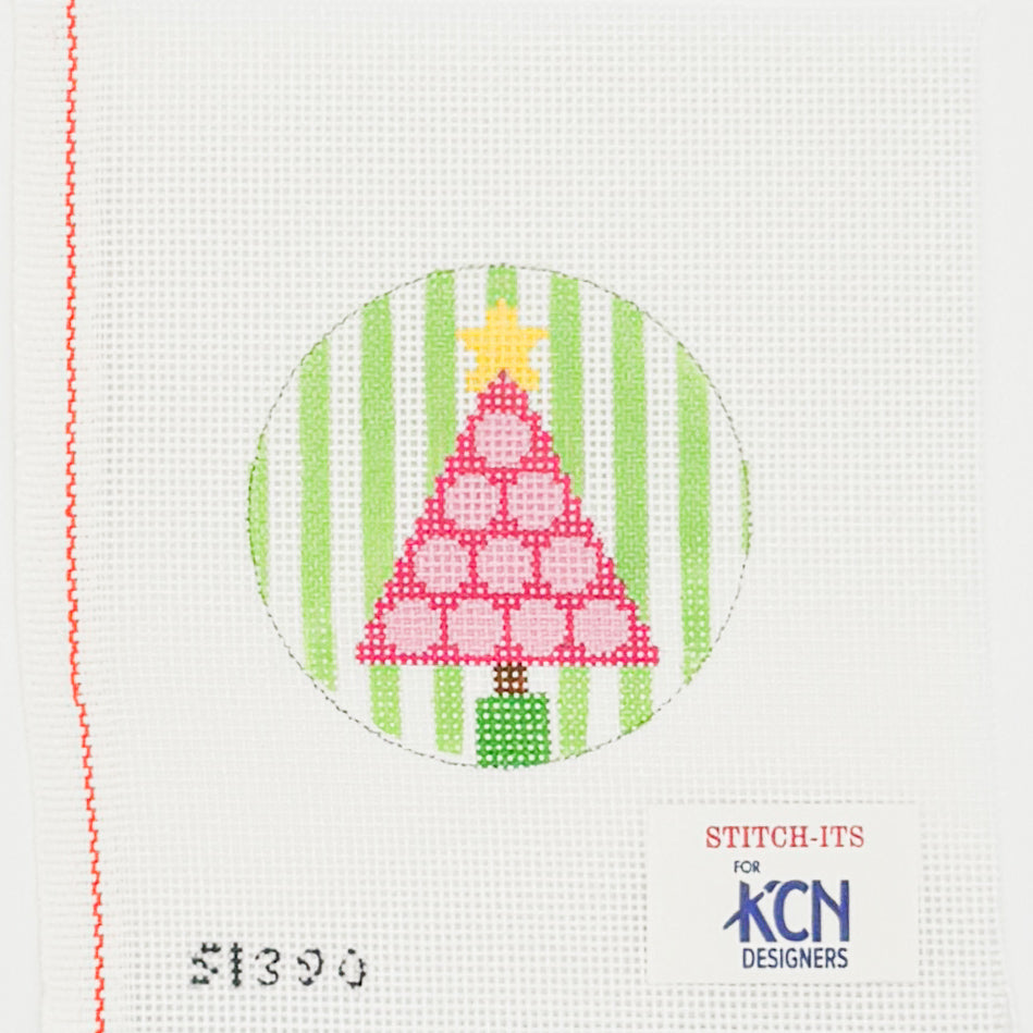 Pink Tree with Polka Dots on Stripes